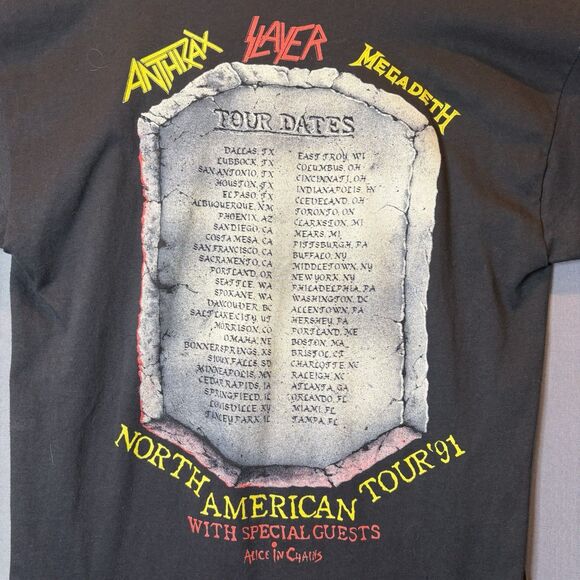 VTG 1991 SLAYER Clash of the Titans Tour Shirt DEADSTOCK Tee Swing Size M Rare - Picture 4 of 5